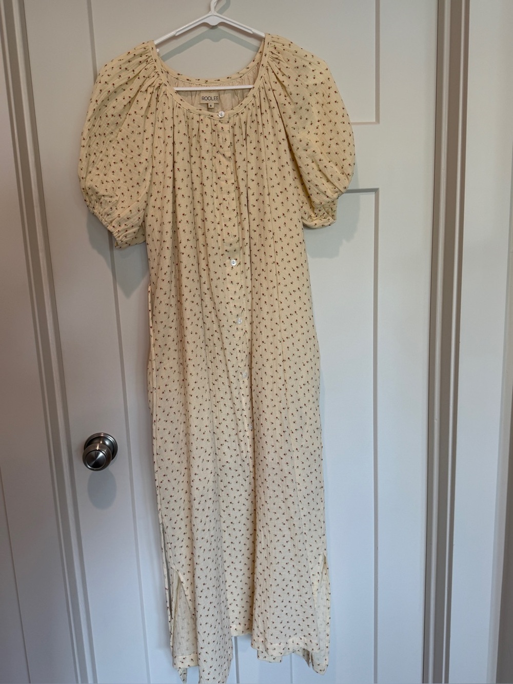 Roolee Cream Floral Button-Front Maxi Dress